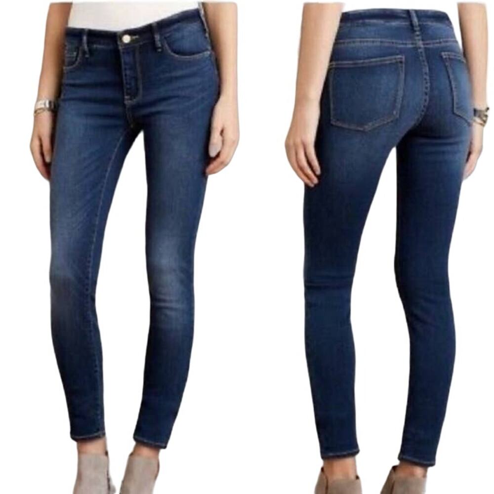 Anthropologie Pilcro And The Letterpress Mid Rise Skinny Jeans Size 29 Dark Wash